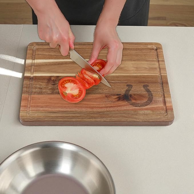 The Memory Company Officially Licensed NFL Acacia Cutting Board – 11.7" x 15.7" Durable Wood Chopping & Serving Board with Team Logo