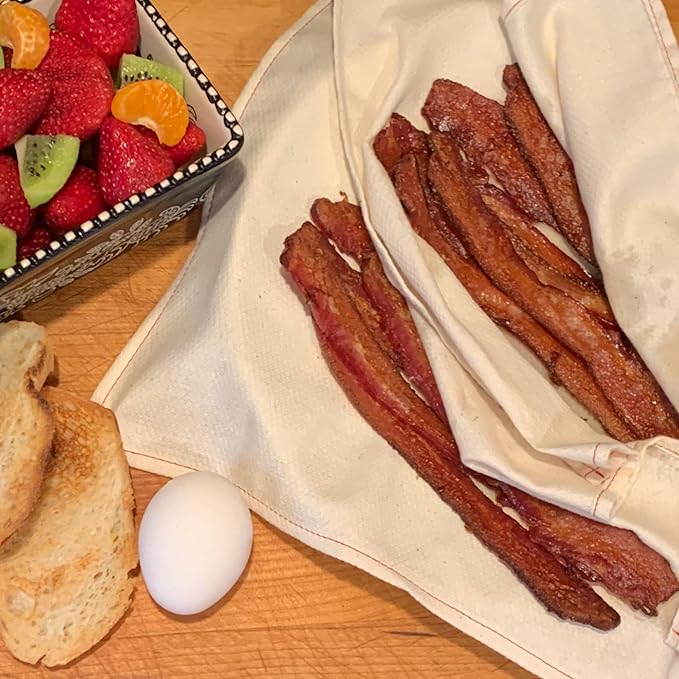 Reusable Bacon Grease Towel/GOTS Organic Cotton/Made in USA/Microwave Safe/Plastic Free Paper Towel Replacement / 10 x 12 / Food Oil Sponge for Fried Chicken or Bacon Lover Gift / 10 Pack