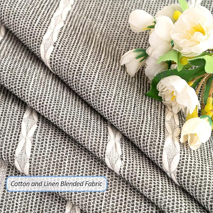 SIELUNO Farmhouse Tablecloth Cotton Linen Waterproof Burlap Table Cloth Rectangle Table Cloths for Kitchen Dinning Tabletop Decoration-Grey Stripe-Rectangle, 55''x70'', 4-6 Seats