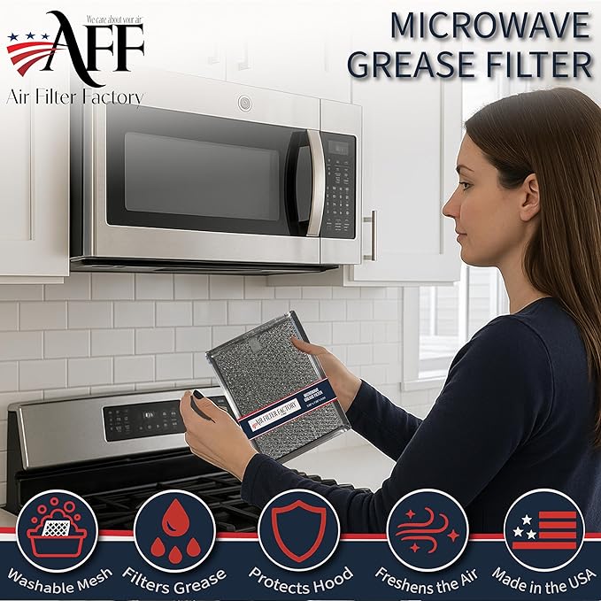 Air Filter Factory Replacement For PFIL-B002MREO Sharp 5.87 x 7.87 x 0.09 Inches Microwave Oven Filter Aluminum Mesh Grease 12-Layer Vent Microwave Filter 2-Pack
