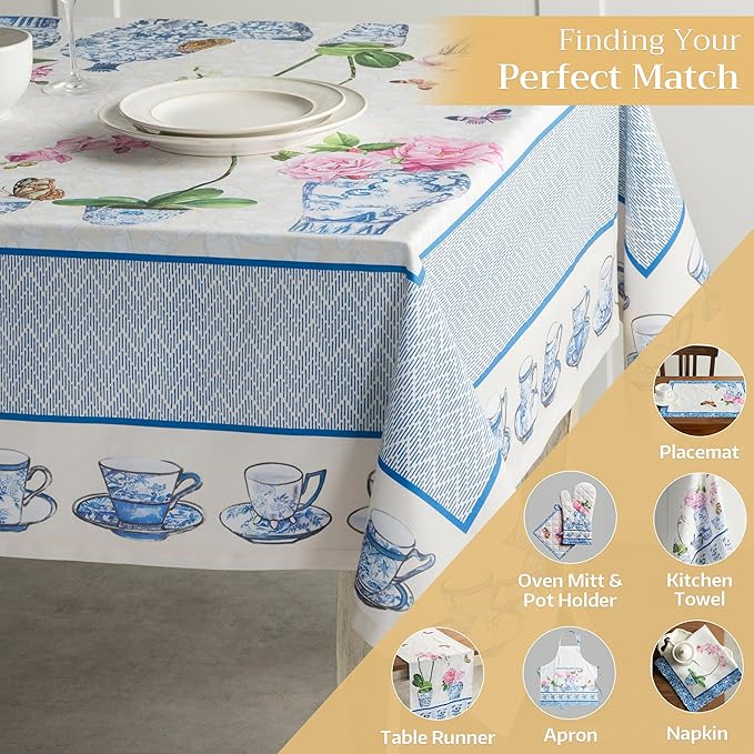 Maison d' Hermine Table Cloth Rectangle Table 100% Cotton 70 x 108 Inches Tablecloth Reusable Decorative for Dining Room Farmhouse Home Valentines Day Decorations Spring Summer - Canton