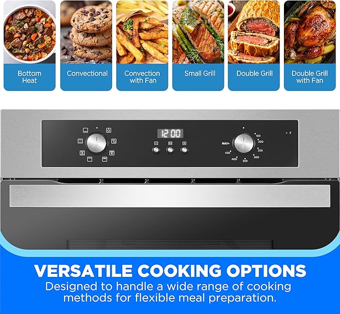 Midea 24" Electronic Single Wall Oven, 2.5 Cu. Ft.-Capacity, Built-in Oven with 8-in-1 Cooking Modes, Stainless Steel
