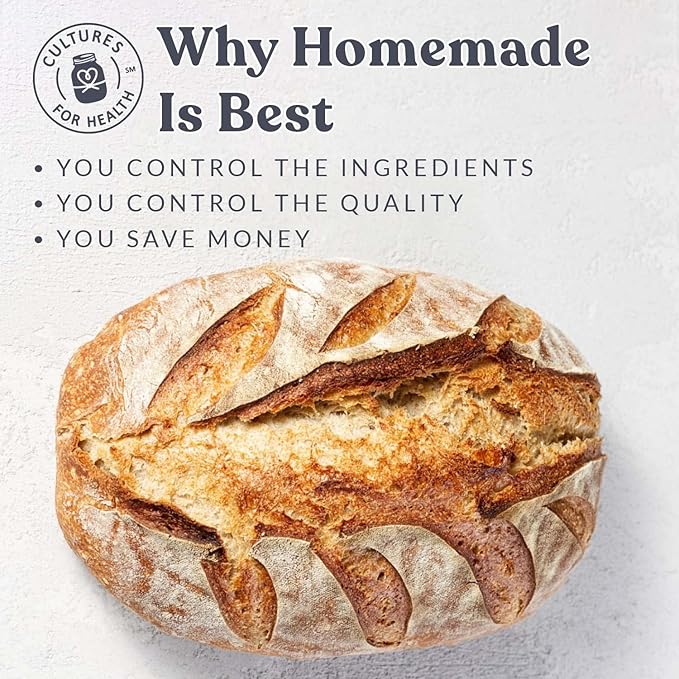 Cultures for Health Heirloom Sourdough Starter | 8 Dehydrated Packets for DIY Bread, Pizza & Pasta Dough | Non-GMO Prebiotic Baking Culture