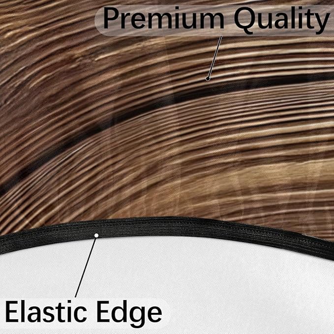 Brown Wooden Texture Round Fitted Tablecloth with Umbrella Hole and Zipper, 36"-44" Outdoor Elastic Tablecloths Wipeable Patio Table Cover for Garden Table Picnic Party BBQs Camping