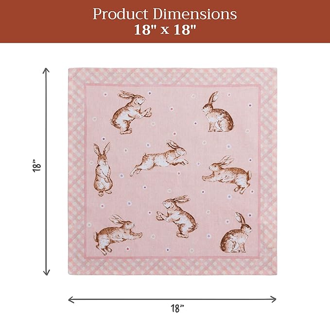 Maison d' Hermine Cloth Napkins Set of 4 100% Cotton Everyday Reusable Square Napkins Cloth Washable Dinner Party Wedding Restaurant Valentines Day Decorations Spring/Summer (Easter, 18" x 18")
