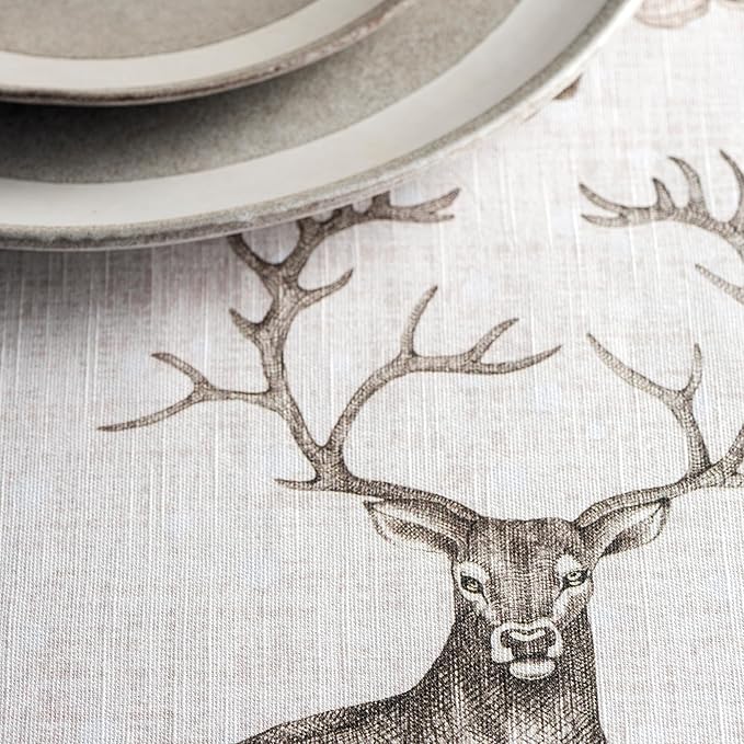 Maison d' Hermine Table Cloth Rectangle Table 100% Cotton 54 x 72 Inches Fall Tablecloth Reusable Everyday Use for Thanksgiving Christmas Decorations Dining Farmhouse Party (Christmas Dew)