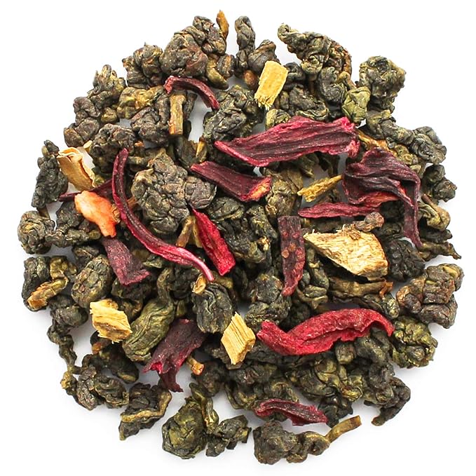 Teabloom Organic Oolong Tea, Strawberry Hibiscus Loose Leaf Tea, USDA Certified Organic, Fresh Whole Leaf Blend in Reusable Gift Canister, 5.29 oz/155 g Canister Makes 35-50 Cups