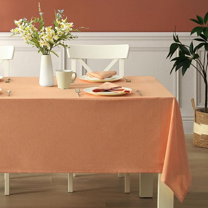 Spring & Easter Holiday Charleston Kankambram Orange 60 x 120 inch Rectangle Fabric Tablecloth, Cotton Table Cover for Indoor Outdoor Dining, Machine Washable Solid Color Tablecloths for Everyday Use