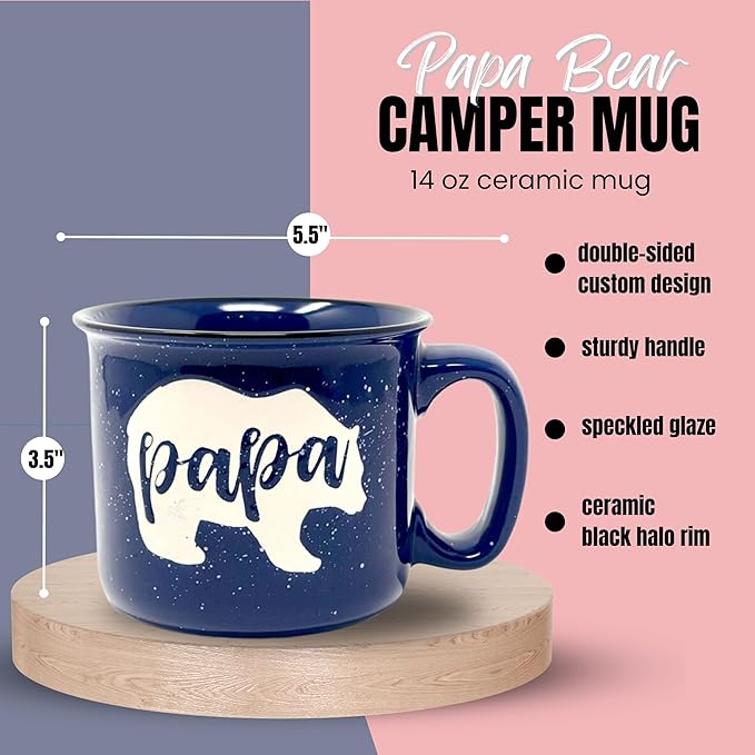 Nana and Papa Bear 15 oz Cute Coffee Mug for Grandma, Grandmother - Grandma Gifts, Mother's Day, Father's Day, Christmas, Birthday (Nana Bear Plum and Papa Bear Navy Blue Gift Set)
