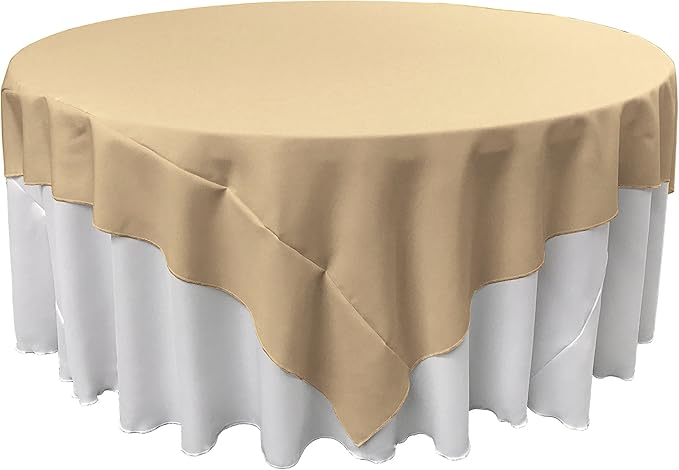 LA Linen Polyester Poplin Washable Square Tablecloth, Stain and Wrinkle Resistant Table Cover 72x72, Fabric Table Cloth for Dinning, Kitchen, Party, Holiday 72 by 72-Inch, Khaki