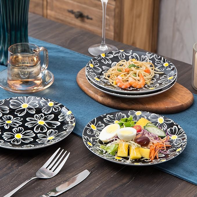 12-pieces Dinnerware Set Ceramic Dish Set Plates Sets Service for 4, Bowl Sets, Stoneware Dinnerware Sets, 12pcs Plate and Bowl Set for kitchen