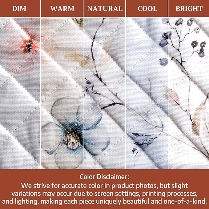 Maison d' Hermine Pot Holders 100% Cotton Heat Resistant Potholders 8" x 8" Hot Pads with Loop for Thanksgiving Christmas Decorations BBQ Cooking Baking Handling Hot Pans (Pack of 1, Ice Florals)