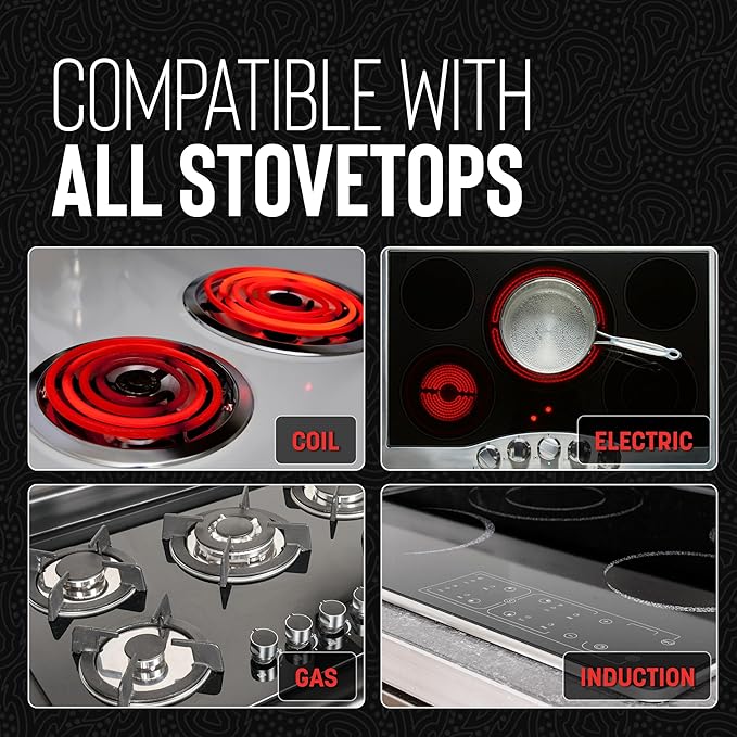 Hell's Kitchen Hybrid 12” Wok Pan, Tri-Clad Stainless Steel and Nonstick Ceramic, PFAS Free, no PFOA, no PTFE, no Teflon, Non Toxic Cookware, Metal Utensil Safe, All Cooktops and Oven Safe (Wok + Lid)