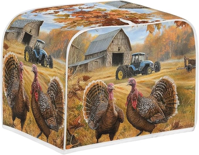 Doojoayie Turkey Toaster Cover Toaster Storage Bag Bread Maker Cover Stain Resistant for Kitchen 4 Slice Small Appliance Protector Thanksgiving Decor