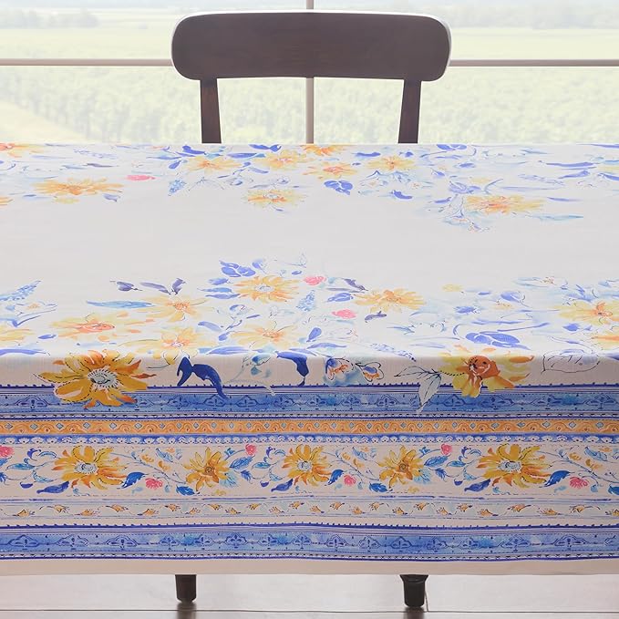 Maison d' Hermine Table Cloth Square Table 100% Cotton 60 x 60 Inches Tablecloth Reusable Decorative for Dining Room Farmhouse Home Valentines Day Decorations Spring Summer - Girassol
