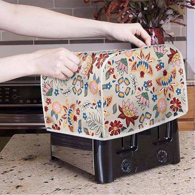 Doojoayie Toaster Cover Dust Resistant Cover for Kitchen Small Appliance Florals 2 Slice Bread Machine Protector Decorative Accessories for Home Kitchen