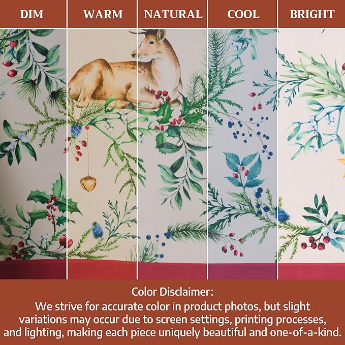 Maison d' Hermine Table Cloth Rectangle Table 100% Cotton 70 x 120 Inches Fall Tablecloth Reusable Everyday Use for Thanksgiving Christmas Decorations Dining Farmhouse Party (Holly Time)