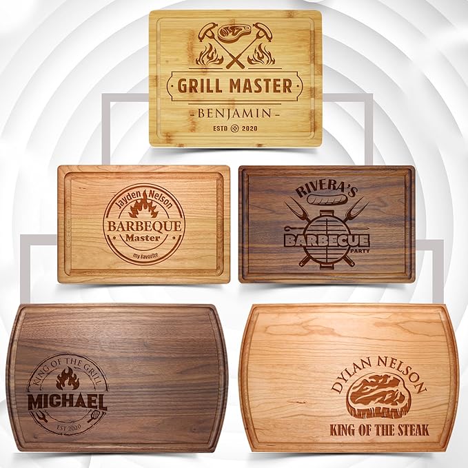 Personalized Christmas Gifts, Custom Engraved Wood Bbq Cutting Board for Men - Unique Gift Idea for Dad, Grandpa, Husband, Him - Fathers Day Gift - Personalized Grilling and Barbecue Tool For Men