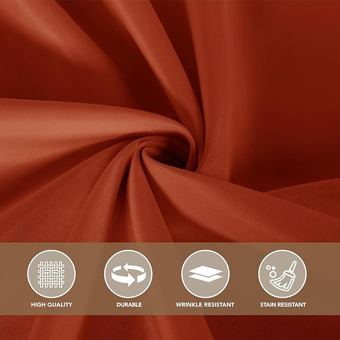 sancua Thanksgiving Square Tablecloths 60x60 Inch Rust, 2 Pack Fabric Fall Table Cloth for Square or Round Tables, Burnt Orange Washable Polyester Table Cover for Dinner, Holiday Party, Display Tables