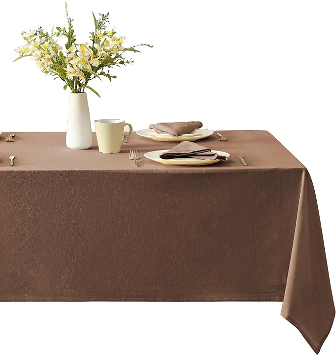 Spring & Easter Holiday Charleston Nut Brown 60 x 84 inch Rectangle Fabric Tablecloth, Cotton Table Cover for Indoor Outdoor Dining, Machine Washable Solid Color Tablecloths for Everyday Use