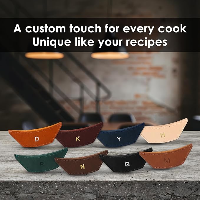Northwind Personalized Engraved Leather Skillet Handle Cover – Custom Handcrafted Pot Holder Sleeve for Cast Iron Pans, Handmade in USA, Anniversary, Wedding, Housewarming, (Secondary Handle Cover)