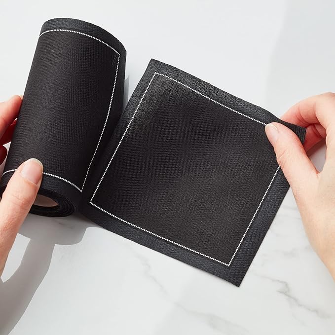 Cotton Cocktail Napkin - 4.3 x 4.3 in - 50 units per roll - Black