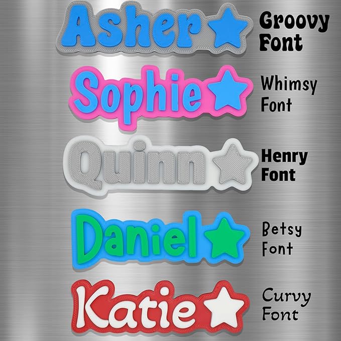 Custom Magnets for Fridge and Locker – 3D Printed Two-Color Name Design with Star Icon – Personalized Magnets with Strong Grip & Made of Durable PLA