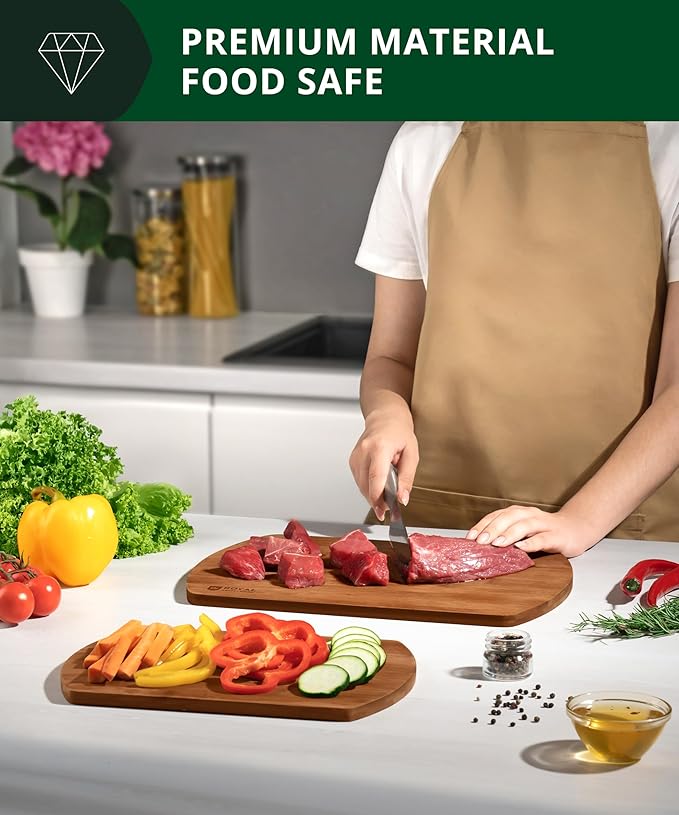 ROYAL CRAFT WOOD Wooden Cutting Boards for Kitchen Meal Prep & Serving - Bamboo Wood Serving Board Set - Charcuterie & Chopping Butcher Block for Meat