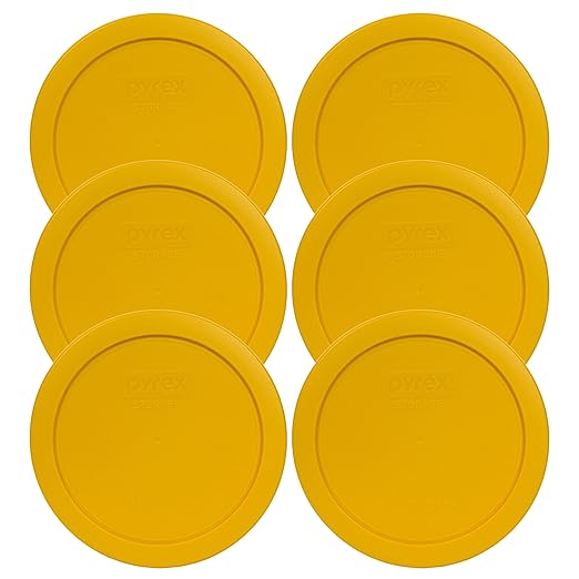 Pyrex 7201-PC 4-Cup Butter Yellow Food Storage Replacement Lid (6-Pack) - Made in USA