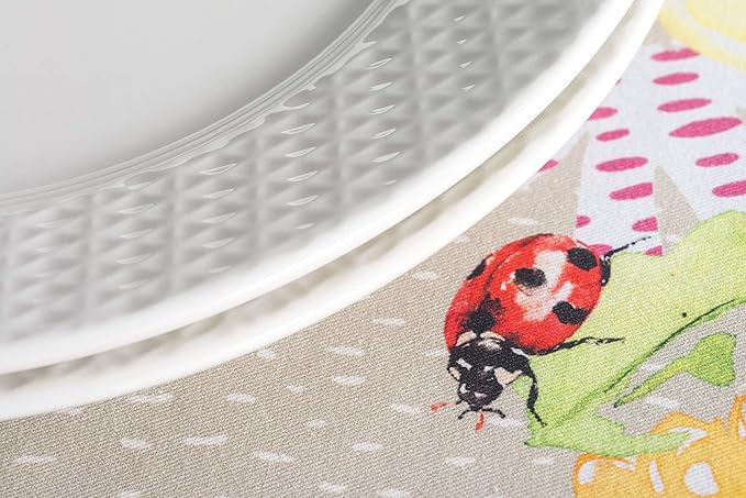 Maison d' Hermine Table Cloth Round Table 100% Cotton 63 Round Inches Tablecloth Reusable Decorative for Dining Room Farmhouse Home Valentines Day Decorations Spring Summer - Jardin D'Ete - Fog