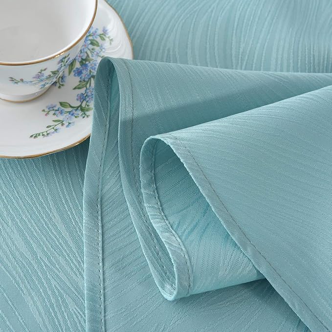 maxmill Round Jacquard Tablecloth Swirl Design Spillproof Wrinkle Free Heavy Weight Soft Table Cloth for Circular Table Cover of Buffet Banquet Parties Holiday Dinner Round 90 Inch Turquoise
