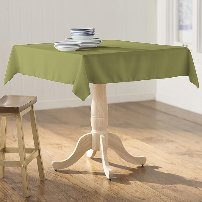 LA Linen Polyester Poplin Washable Square Tablecloth, Stain and Wrinkle Resistant Table Cover 58x58, Fabric Table Cloth for Dinning, Kitchen, Party, Holiday 58 by 58-Inch, Sage Dark