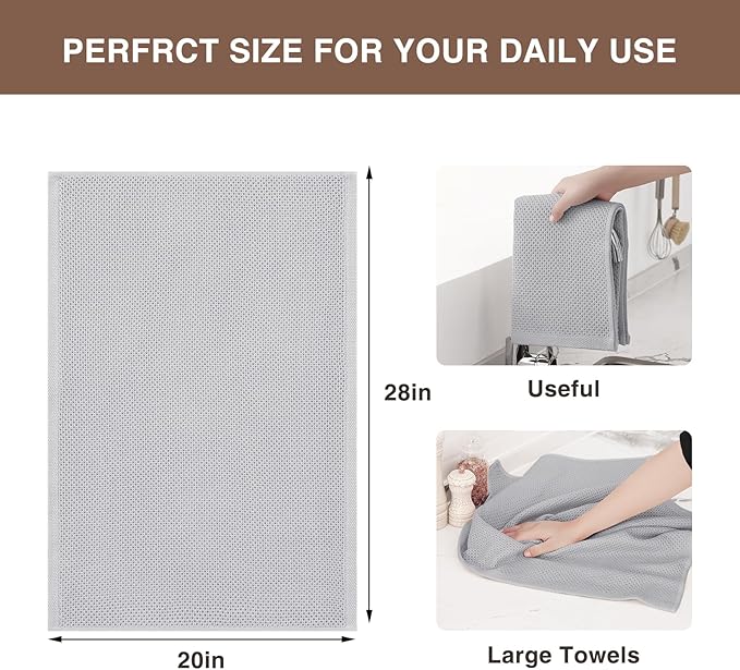 Homaxy 100% Cotton Waffle Weave Kitchen Dish Towels, Ultra Soft Absorbent Quick Drying Cleaning Towel, 20x28 Inches, 4-Pack, Light Gray