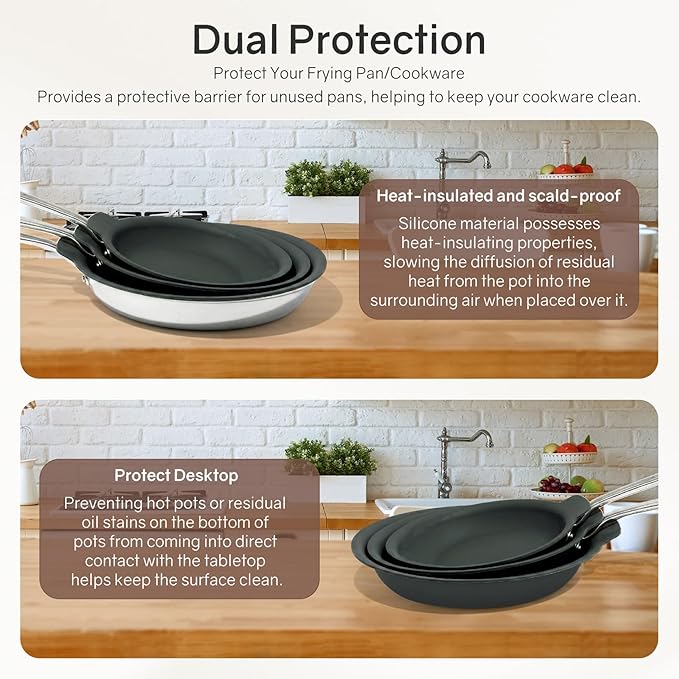 Silicone Pan Protectors (Include 8",10",12") Set Of 3,Frying Pans Protectors For Stacking Non Stick And Protecting Your fry pan, Compatible with Hexclad Cookware Set, Tfal Nonstick Frying Pans &More
