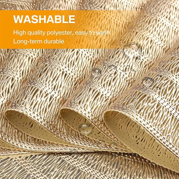 38CM Round Placemats Set of 4/6/8 for Dining Table Washable Round PVC Table Mats Kitchen Table Mats(Sliver,8 Pieces)