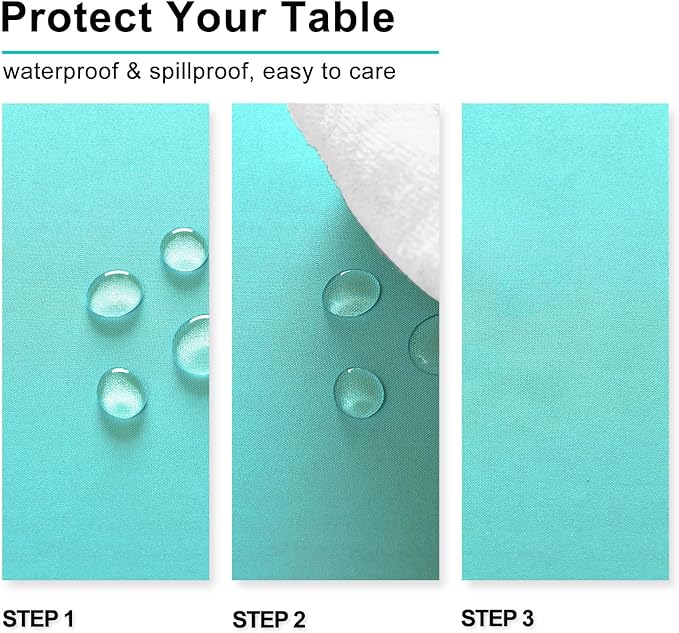 Hiasan Light Blue Tablecloth Square - Waterproof and Wrinklr Resistant Washable Polyester Fabric Table Cloth for Dining Room and Outdoor Use, 30 x 30 Inch