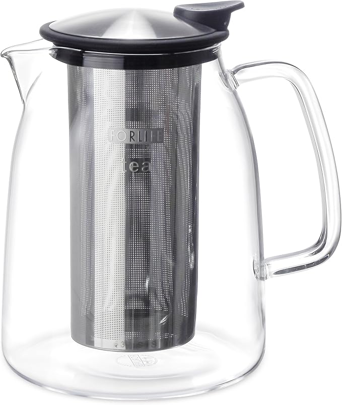 FORLIFE Mist Iced Tea Jug with Basket Infuser, 68-Ounce, Black Graphite