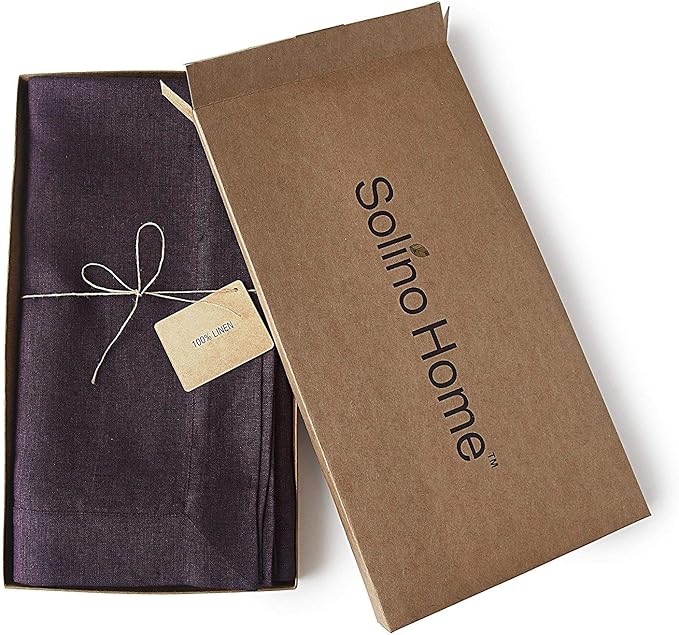 Solino Home Linen Tablecloth 60 x 120 Inch - 100% Pure Linen Grape Table Cloth for Rectangle Tables - Athena, Machine Washable Tablecloth for Winter, Valentines, Spring, Easter