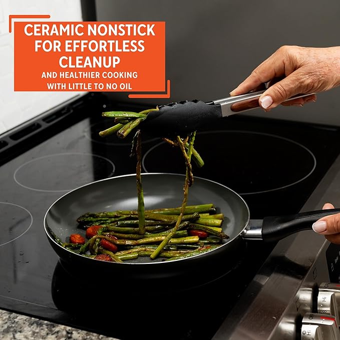 IMUSA 10-Inch PFAS Free Ceramic Nonstick Fry Pan, Gray Aluminum Skillet for Sautéing, Stir Frying & Everyday Cooking