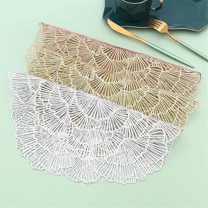 4/6PC Washable PVC Placemats Heat- Placemat Anti-Skid Insulation Pads PVC Table Mats Easy to Clean Woven(White,6 Pieces)
