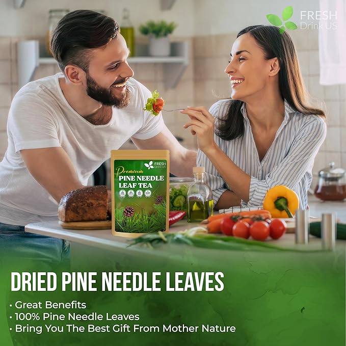 FreshDrinkUS, Premium 8oz Pine Needle Leaves Herbal Tea – Dried Loose Leaf Pine Needles – Naturally Fresh & Aromatic Caffeine-Free Herbal Tea. Sugar-Free. Vegan