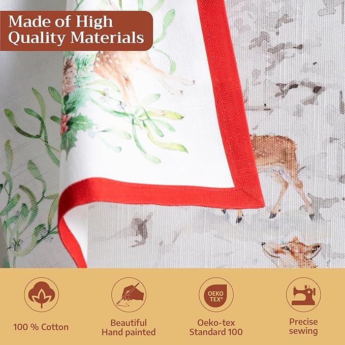 Maison d' Hermine Cloth Napkins Set of 4 100% Cotton for Thanksgiving Christmas Decorations Everyday Reusable Square Fall Napkins Cloth Washable Dinner Party (Christmas Tradition, 20"x20")