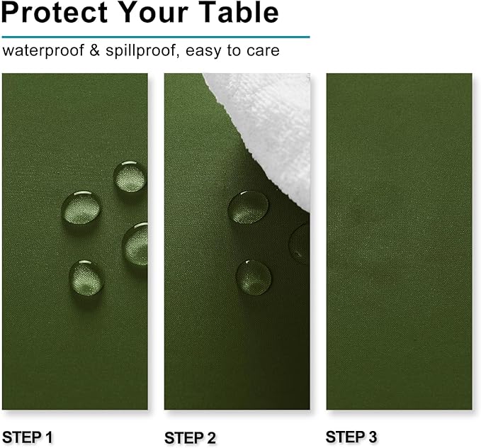 Hiasan Olive Green Tablecloth for Rectangle Tables - Waterproof Washable Polyester Fabric Table Cloth for Buffect Dining Birthday Party Wedding, 54 x 108 Inch