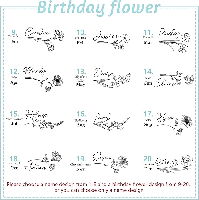 BJZLWJ Personalized Glass Tumbler with Straw and Lid, Custom 20 Oz Water Glass with Birth Month Flower, Iced Coffee Cup with Name, Personalized Gifts for Women, Mom, Teachers, Birthday, Mother's Day