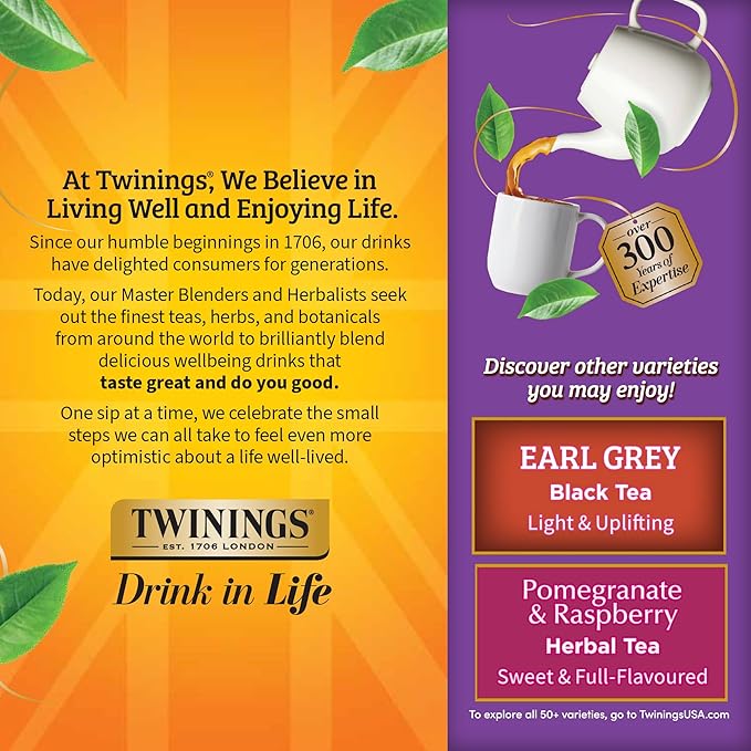 Twinings Blackcurrant Breeze Black Tea Individually Wrapped Bags, 100 Count (Pack of 1), Sweet, Tangy Taste, Caffeinated, Enjoy Hot or Iced, 100 Teabags