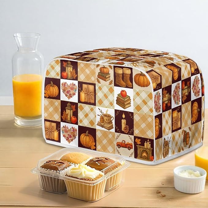 Doojoayie Fall Decor Toaster Cover with Pumpkin Print Dust Resistant Bread Machine Protector Thanksgiving Theme Oven Cover 2 Slice Small Appliance Dust and Fingerprint Protection