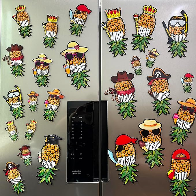 Custom Upside Down Pineapple Cruise Door Magnets Stickers Decals Magnetic Reusable Cruiser Ship Magnet for Doors Car Fridge Refrigerator Birthday Kitchen Decor