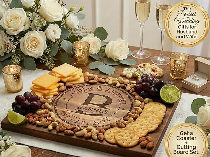 Personalized Coasters for Wedding Gifts, or Personalized Wooden Coaster Sets | Custom Coaster Set Options (2, 4, 6, 8, 16) | Handmade Wooden Coasters Made in The USA