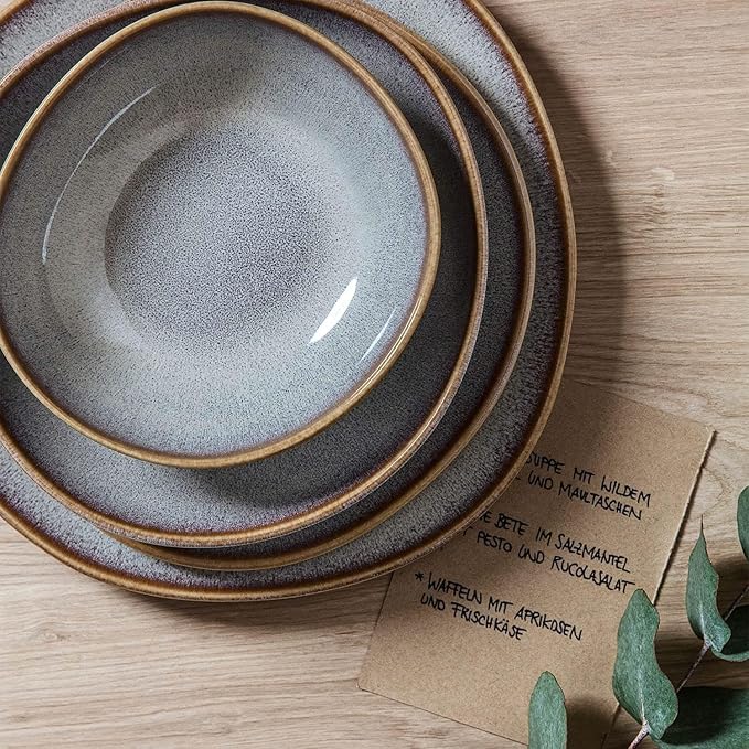 like. By Villeroy and Boch Lave Glacé Small Shallow Bowl, 8.5 x 8.25 x 1.75 in, Stylish Bowl Made From Stoneware For Small Side dishes and Salads, Dishwasher and Microwave-Safe