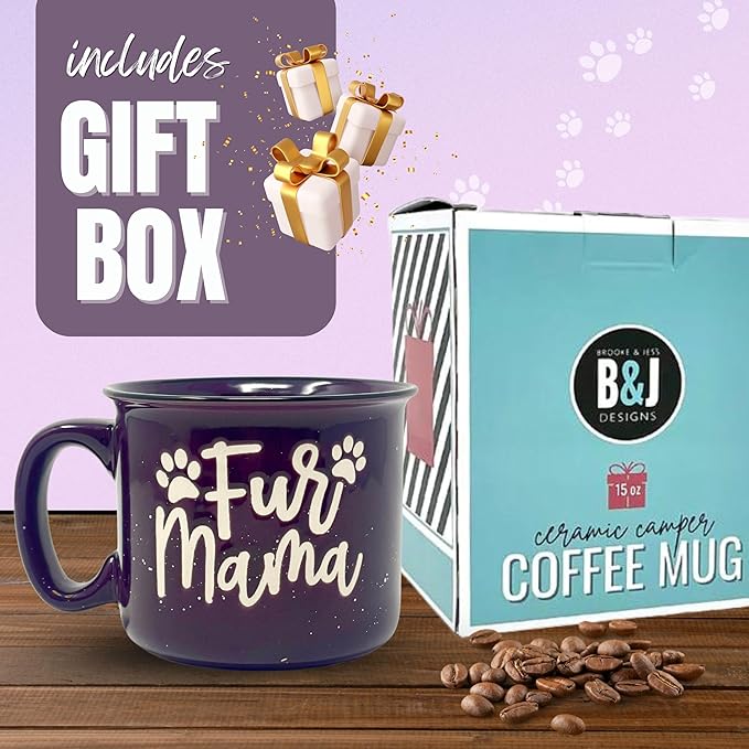 Cute Funny Coffee Mug for Dog Lovers - Dog Mom, Dog Dad, Fur Mama - Unique Fun Gifts for Her, Dad, Mom, Sister, Teacher, Coworkers - Coffee Cups & Mugs with Quotes